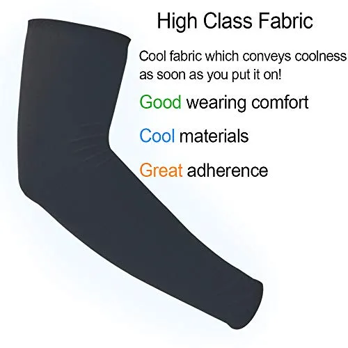 2 Pairs UV Sun Protection Cooling Arm Sleeves for Cycling, Running, Golf, Driving Sleeves for Men & Women (Black   Black)
