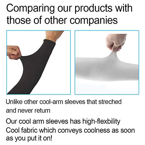 2 Pairs UV Sun Protection Cooling Arm Sleeves for Cycling, Running, Golf, Driving Sleeves for Men & Women (Black   Black)