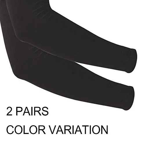 2 Pairs UV Sun Protection Cooling Arm Sleeves for Cycling, Running, Golf, Driving Sleeves for Men & Women (Black   Black)