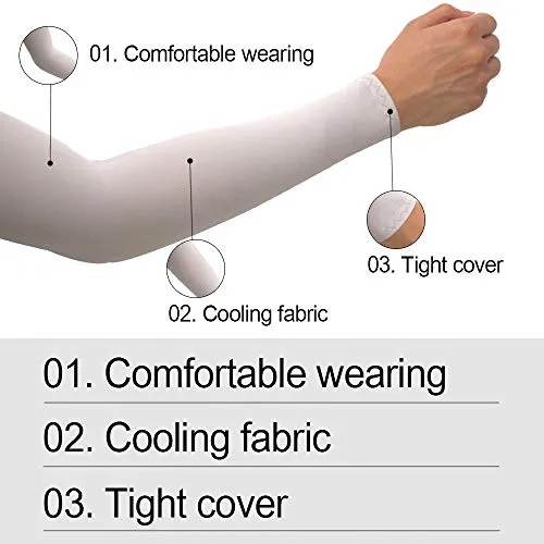 2 Pairs UV Sun Protection Cooling Arm Sleeves for Cycling, Running, Golf, Driving Sleeves for Men & Women (Black   Black)