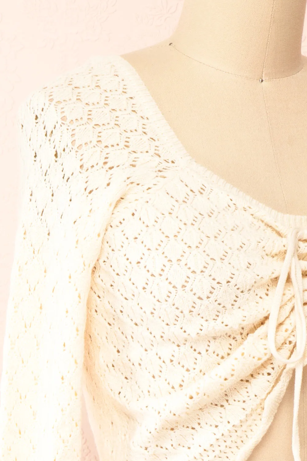 Alverine | Knit Ivory Top w/ Drawstrings
