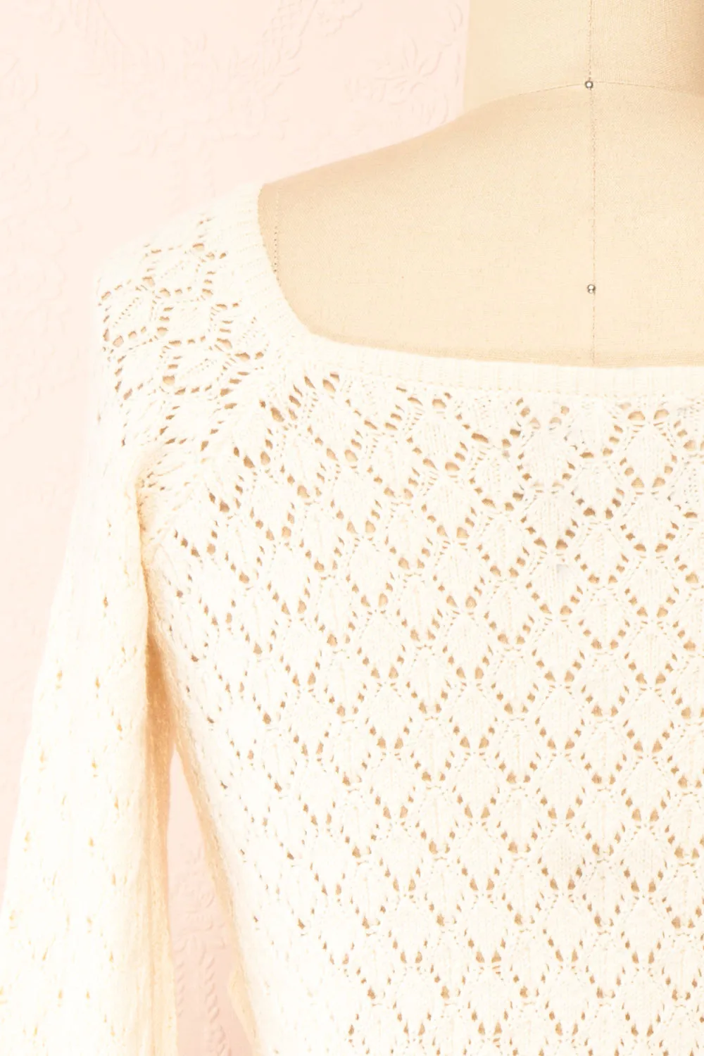 Alverine | Knit Ivory Top w/ Drawstrings