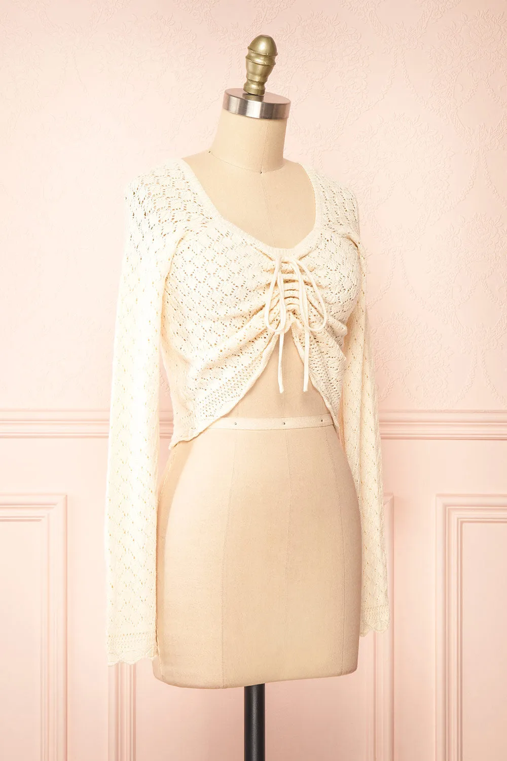 Alverine | Knit Ivory Top w/ Drawstrings