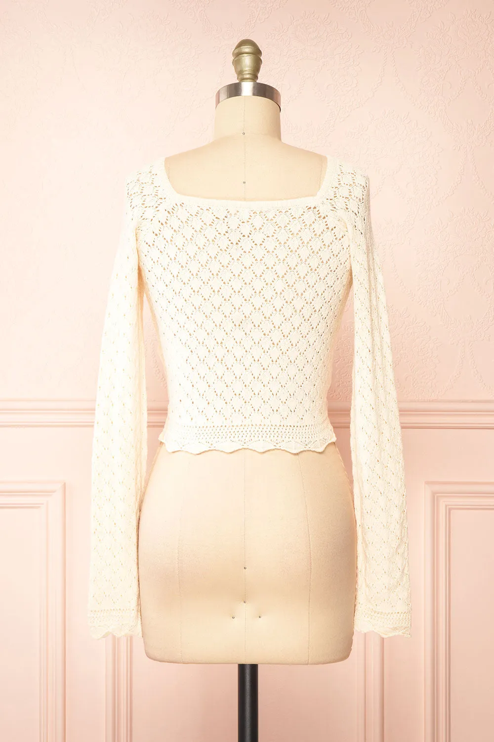 Alverine | Knit Ivory Top w/ Drawstrings