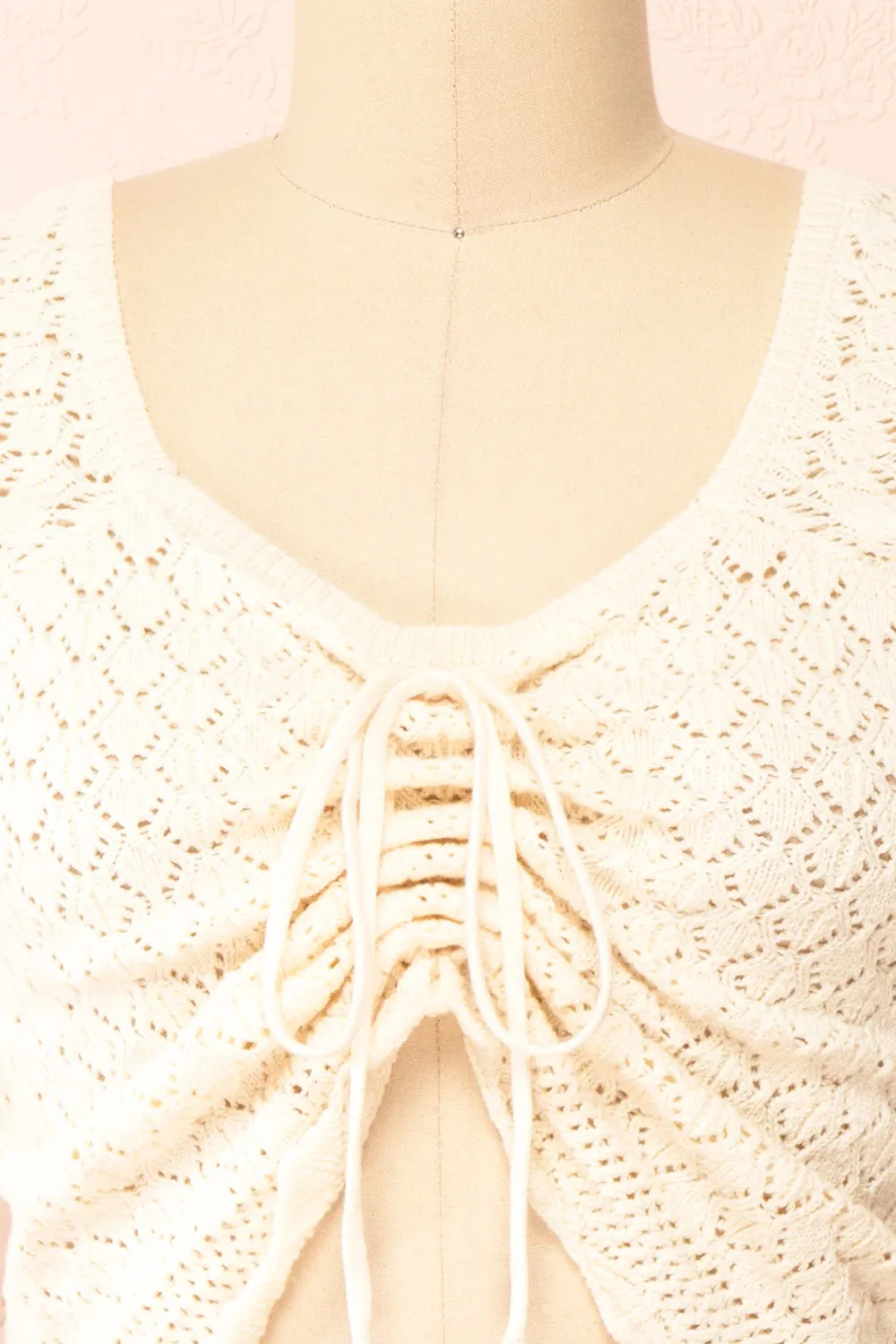 Alverine | Knit Ivory Top w/ Drawstrings