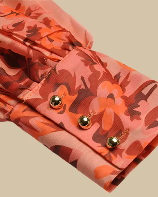 Amber Burnt Orange Maxi Dress with Long Sleeves