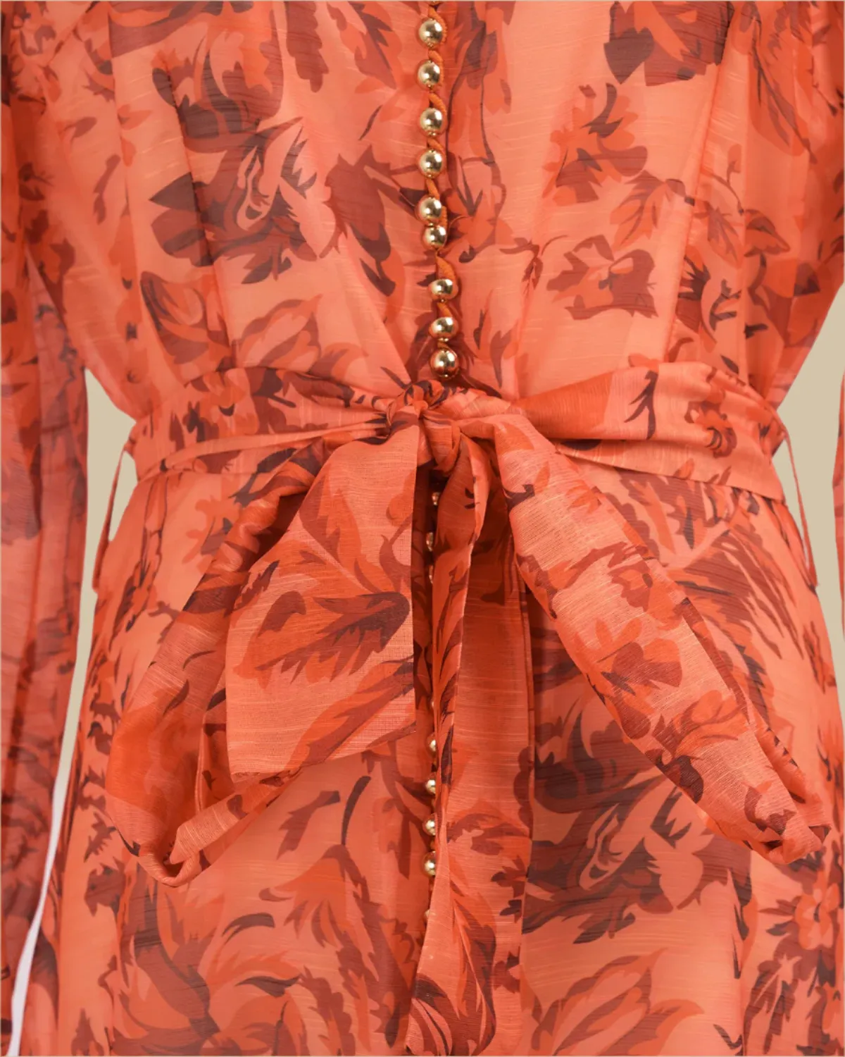 Amber Burnt Orange Maxi Dress with Long Sleeves