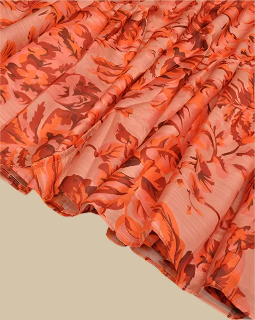 Amber Burnt Orange Maxi Dress with Long Sleeves