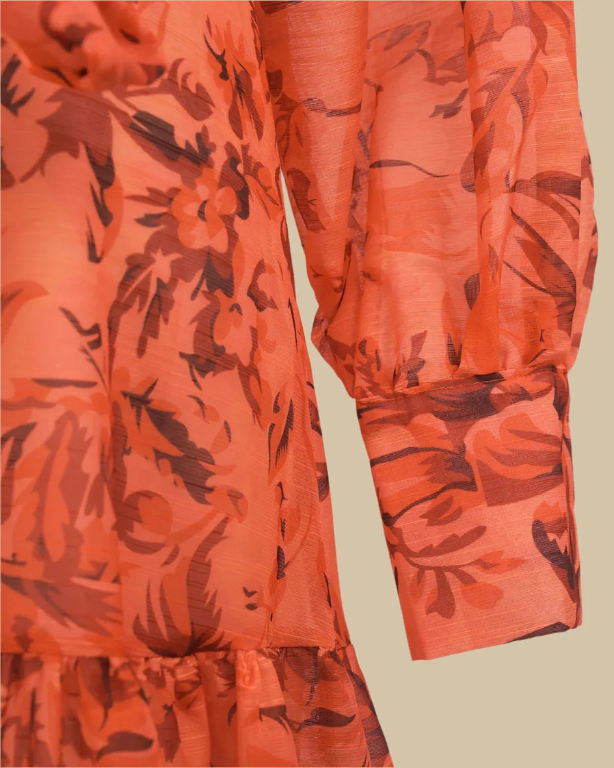 Amber Burnt Orange Maxi Dress with Long Sleeves
