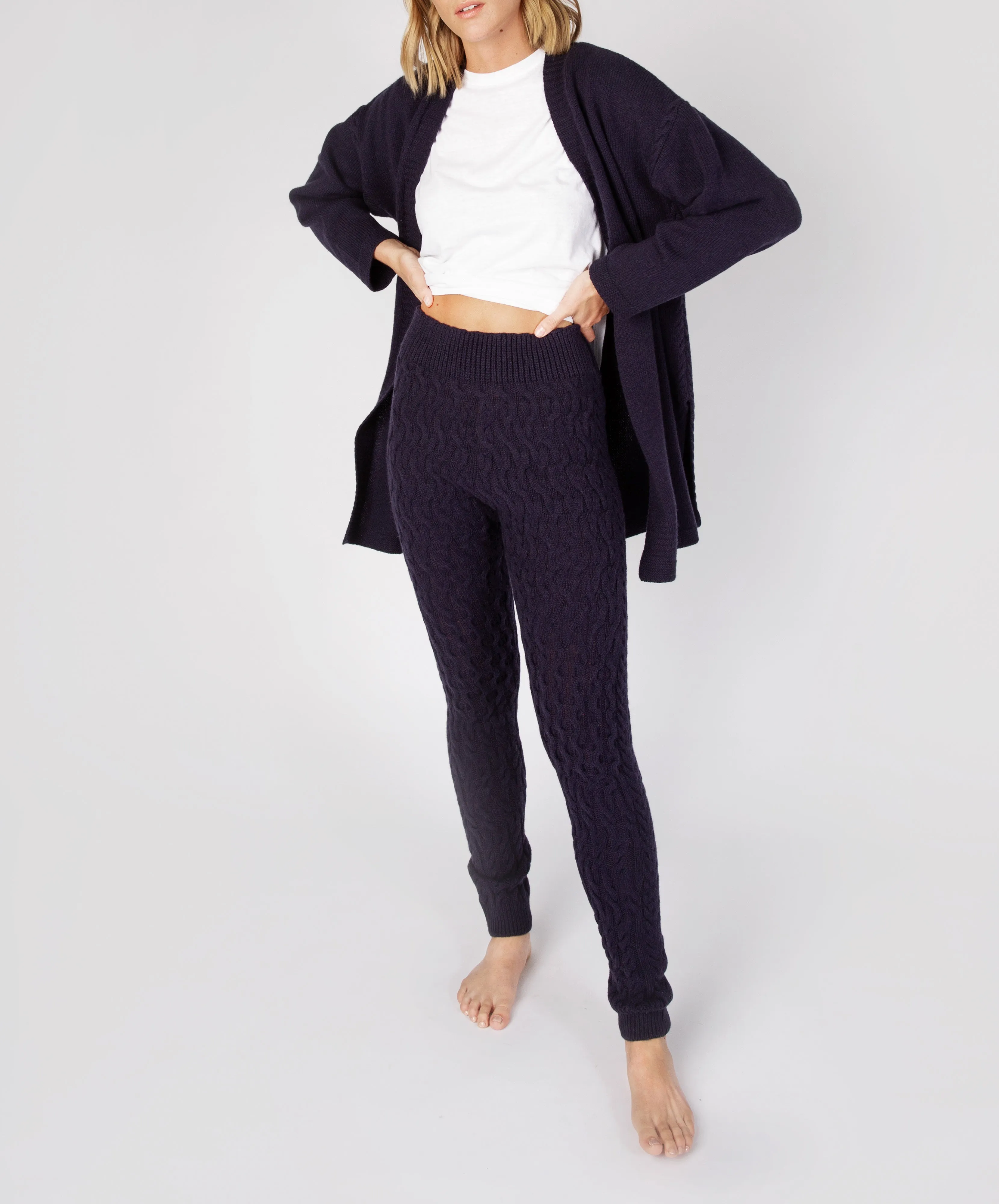 Aran Leggings Midnight Blue