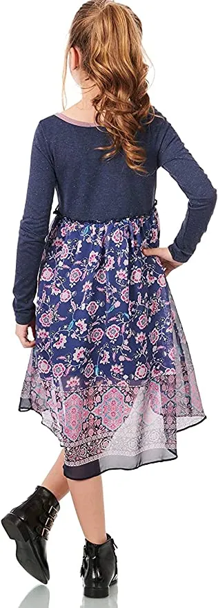 Big Girls Bohemian Boarder Floral Print Dress