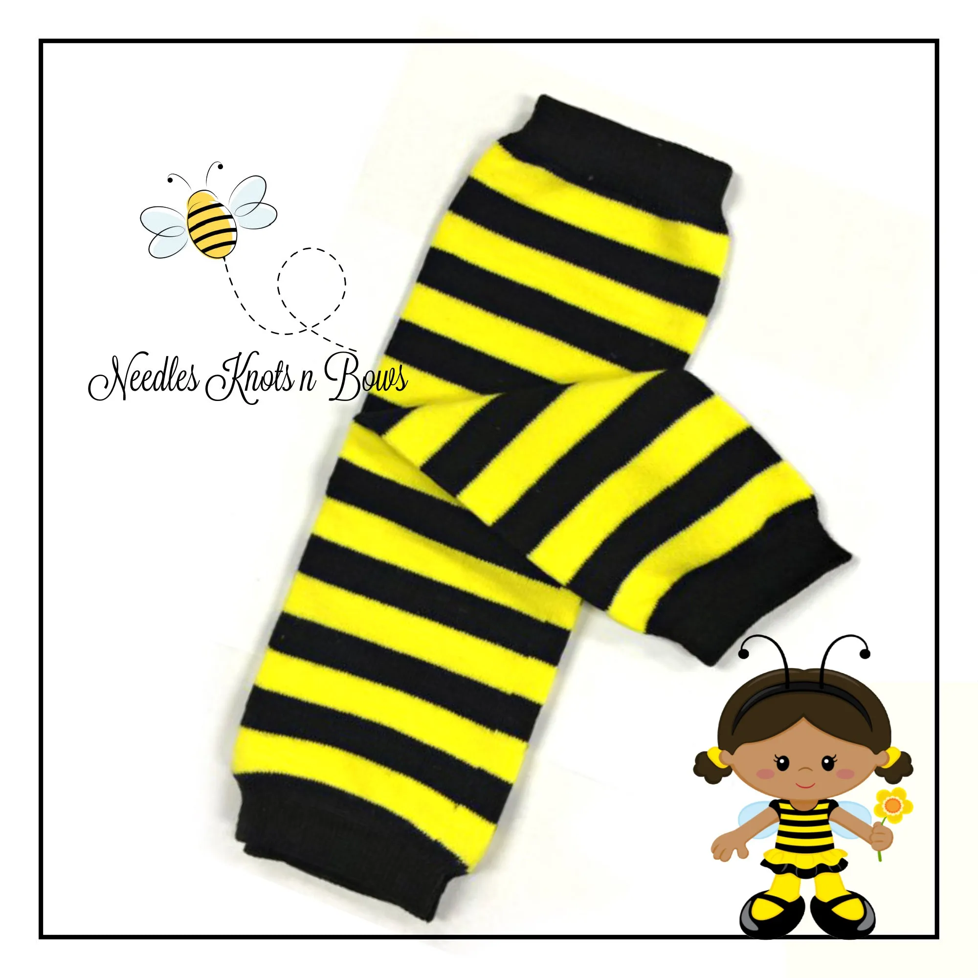Black & Yellow Striped Leg Warmers, Baby Toddler