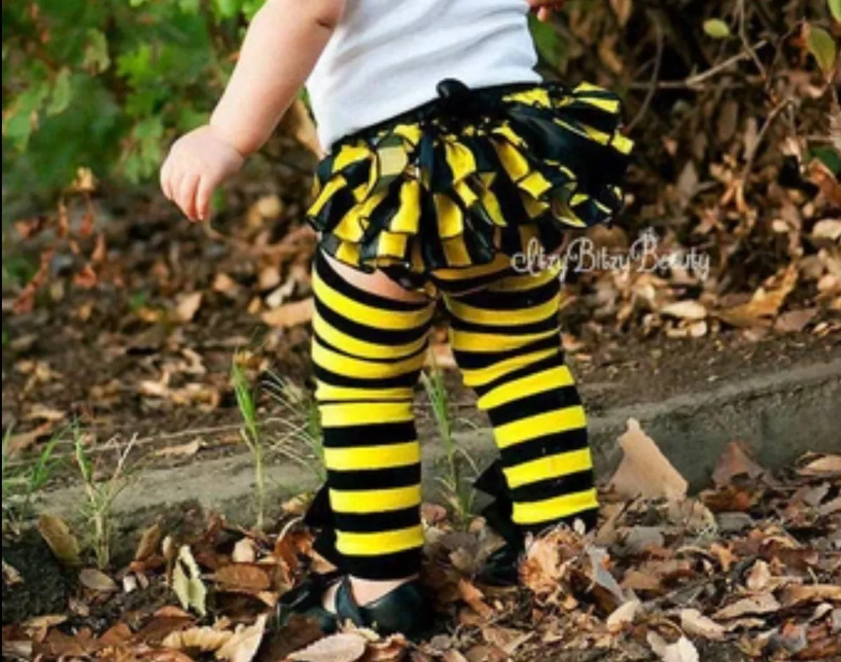 Black & Yellow Striped Leg Warmers, Baby Toddler