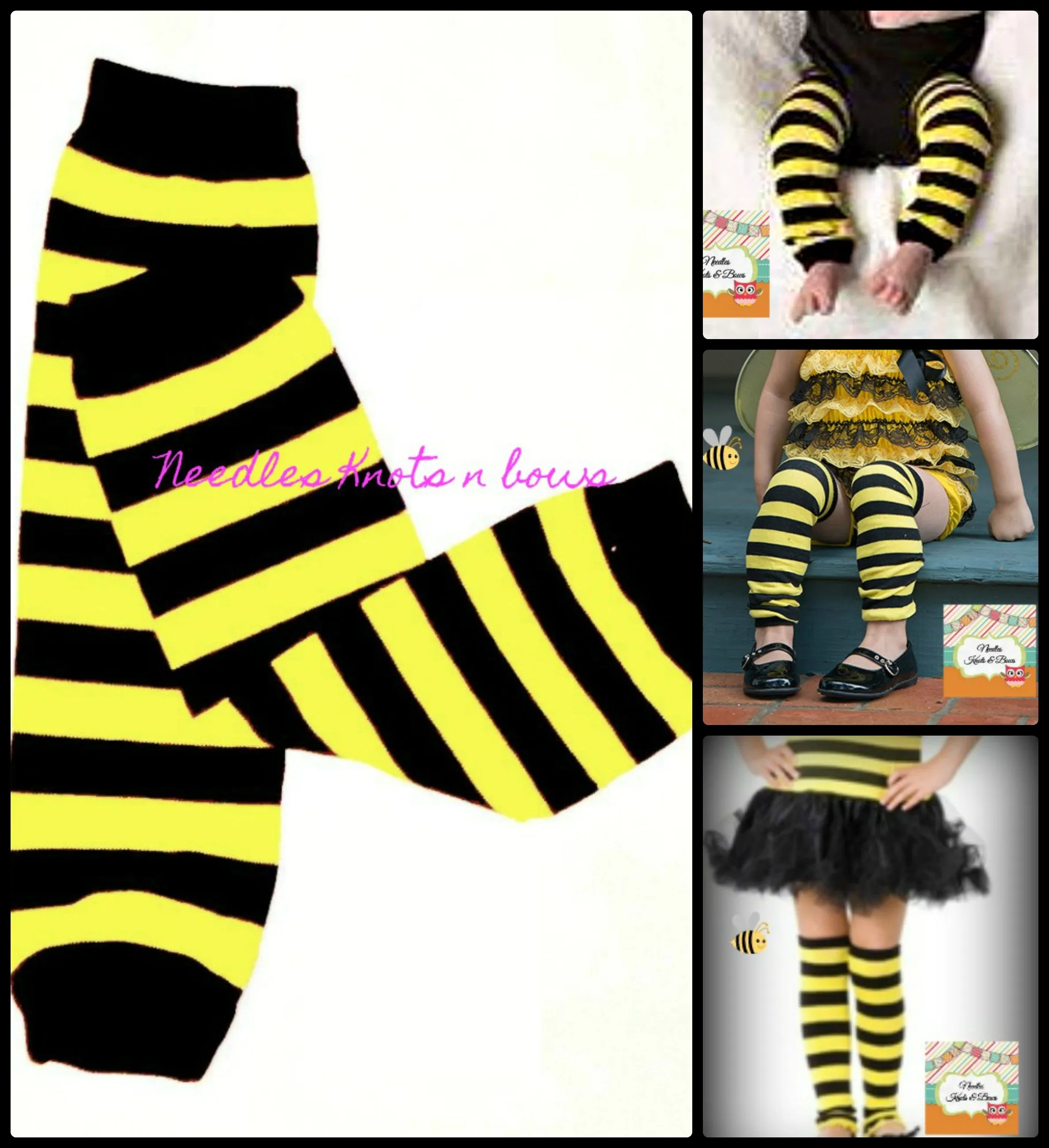 Black & Yellow Striped Leg Warmers, Baby Toddler