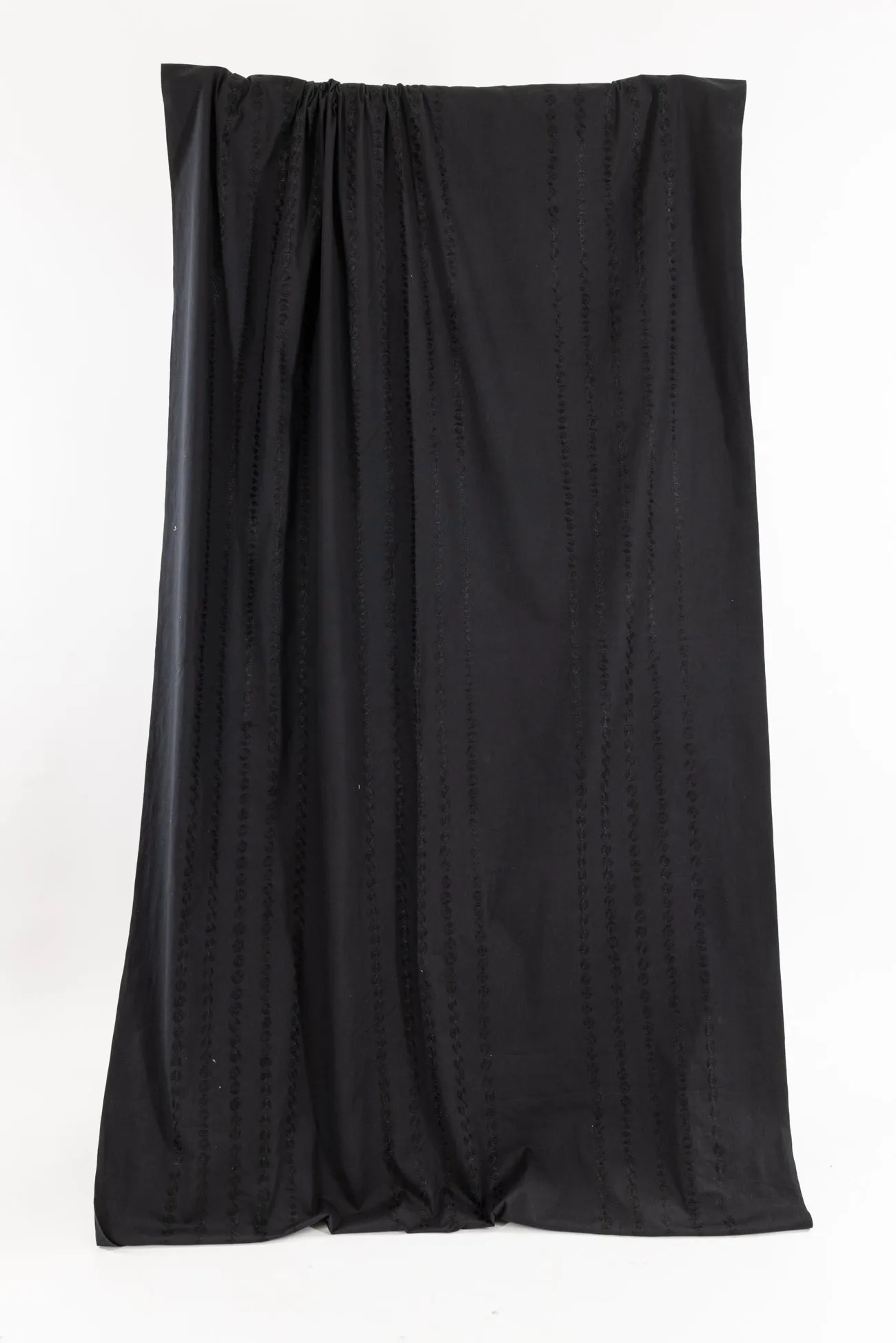 Black Spiral Embroidery Stretch Cotton
