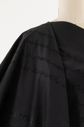 Black Spiral Embroidery Stretch Cotton