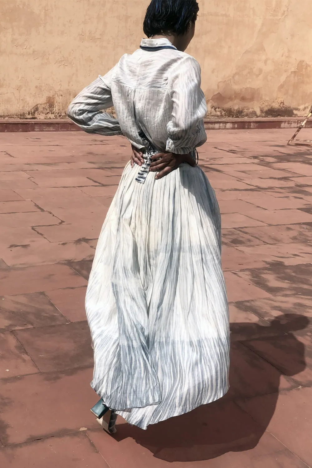 Blue Textured Skirt