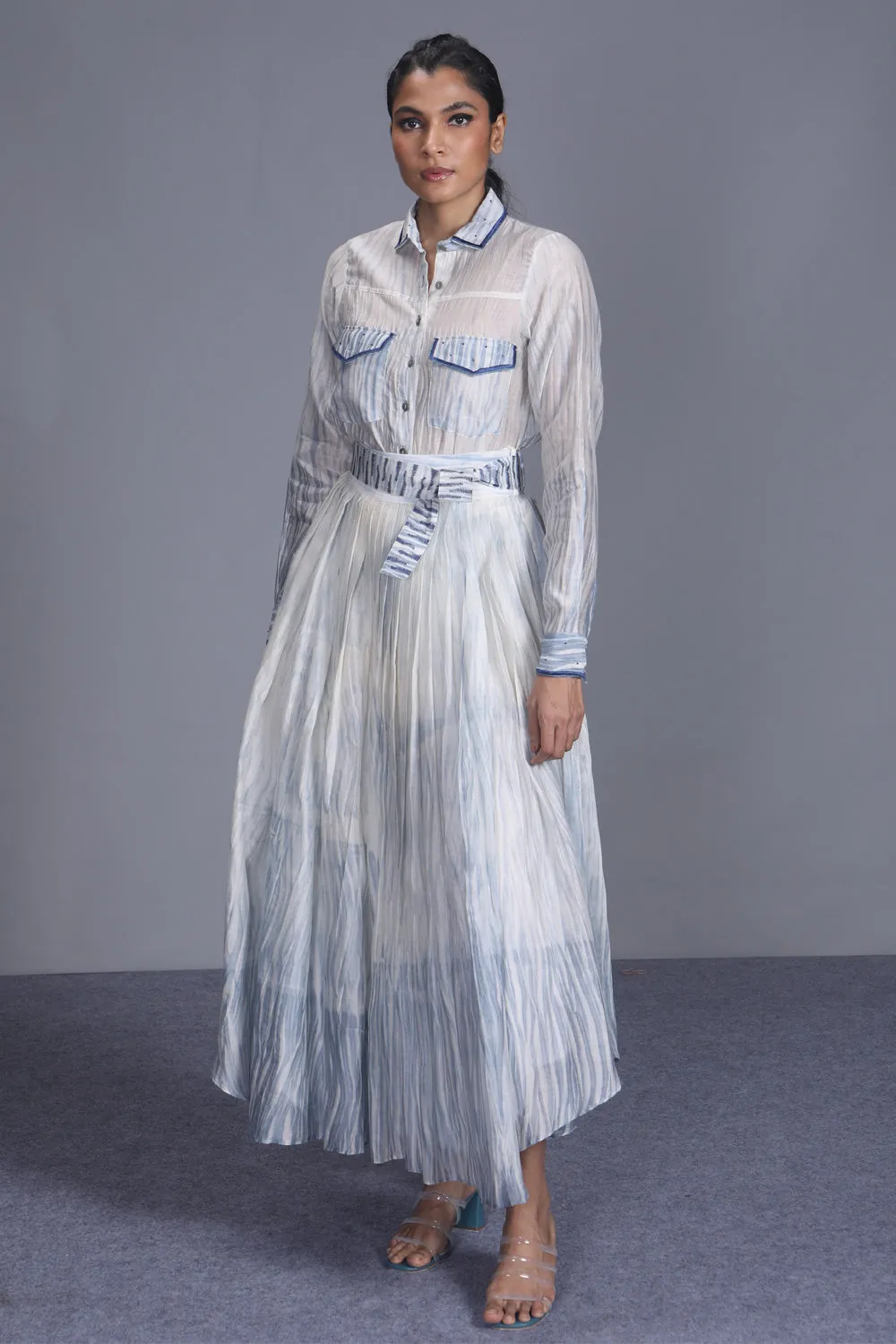 Blue Textured Skirt