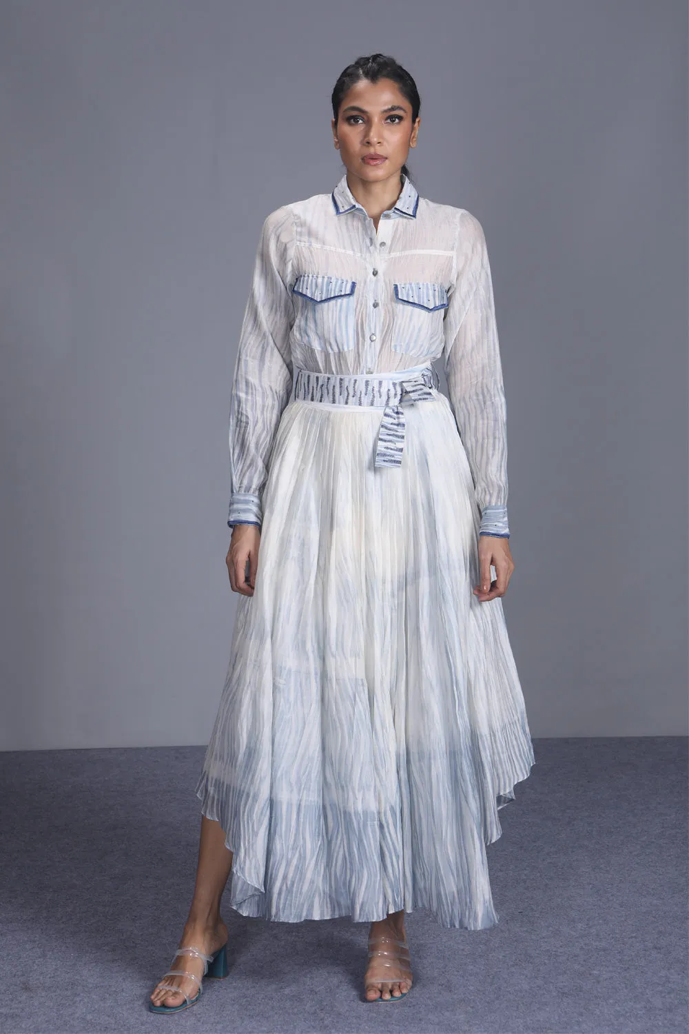 Blue Textured Skirt