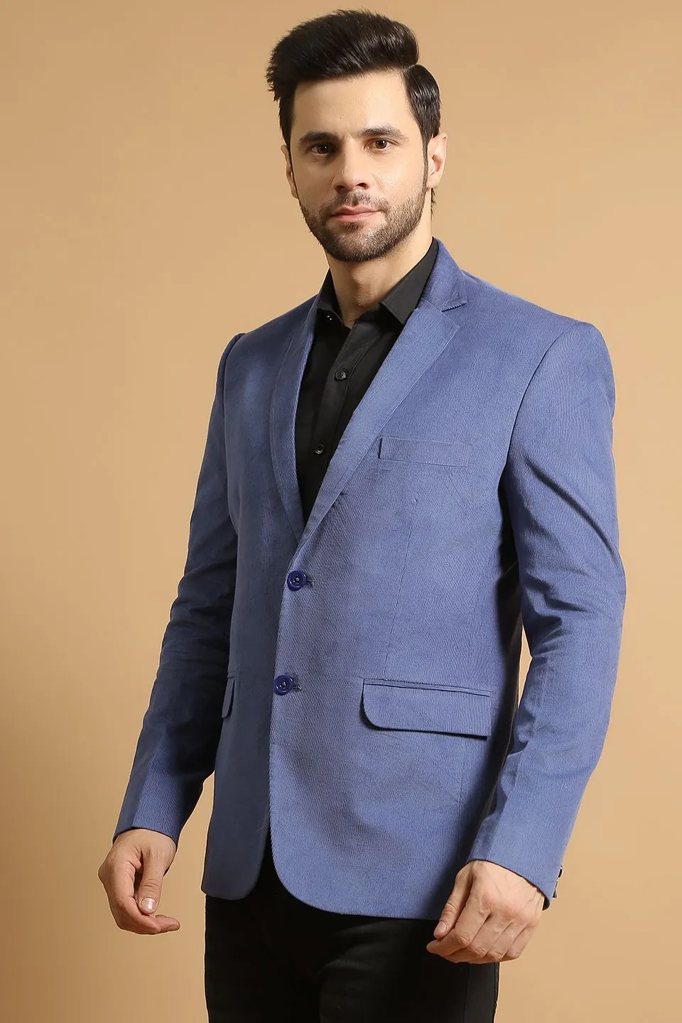 Corduroy Cotton Blue Blazer