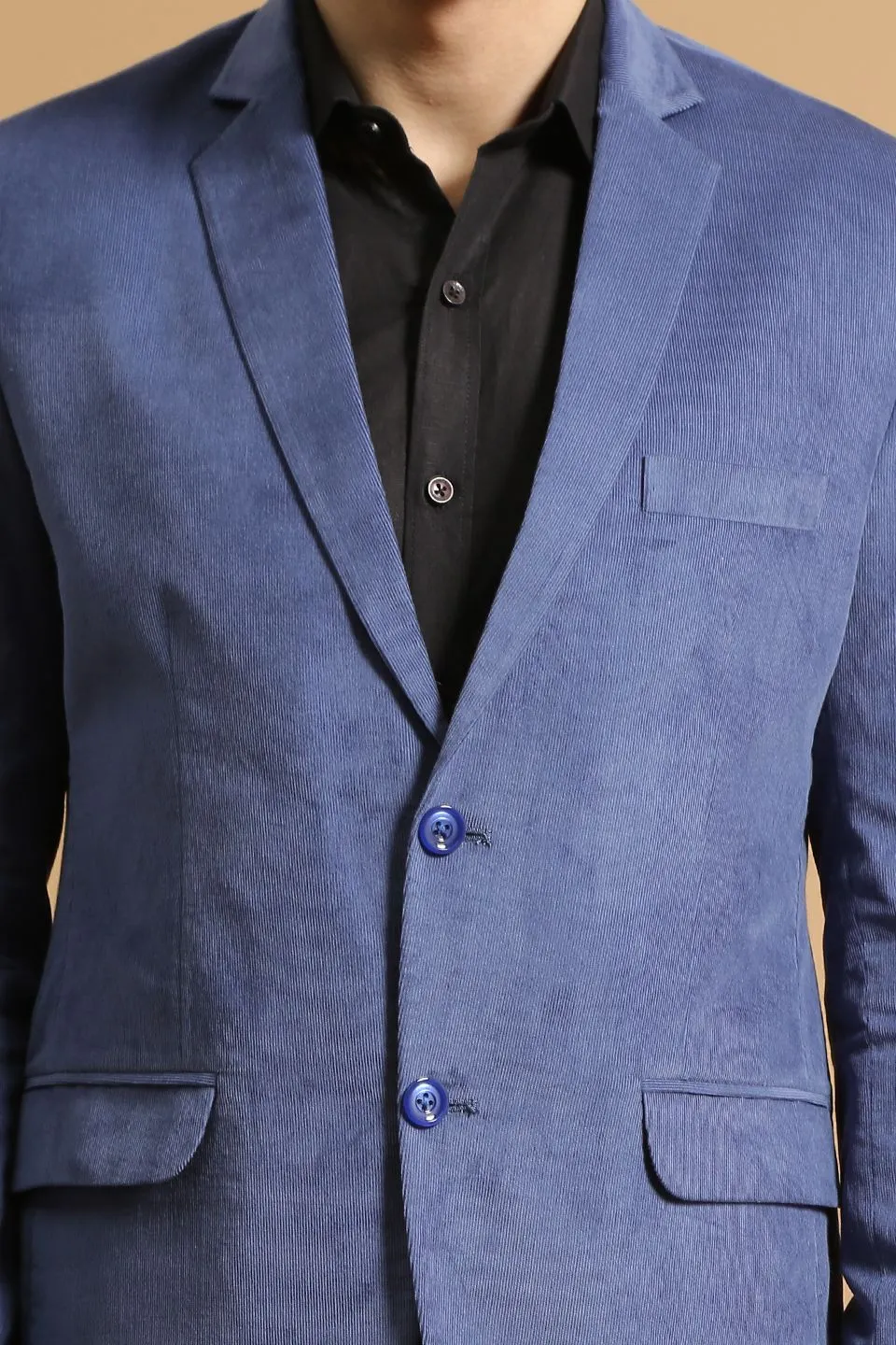 Corduroy Cotton Blue Blazer