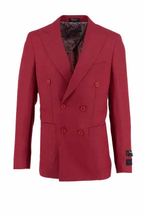 Crimson Santorini /THP Slim Fit Half Lined, Pure Wool Jacket by Tiglio Luxe