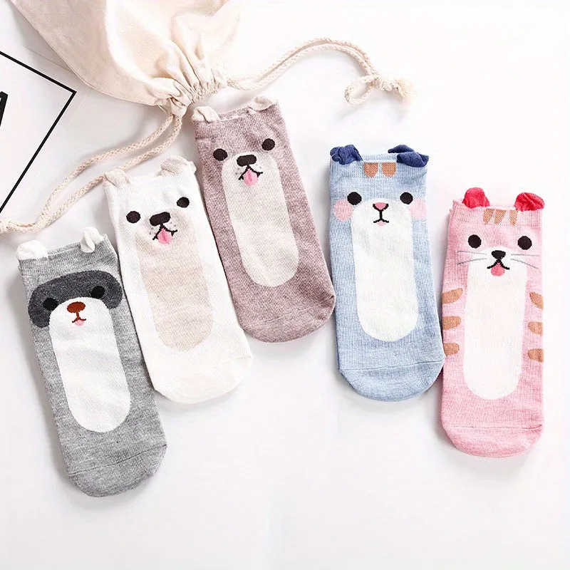 Cute Cartoon Cat Ankle Socks for Girls Teens  SpringSummer Essential