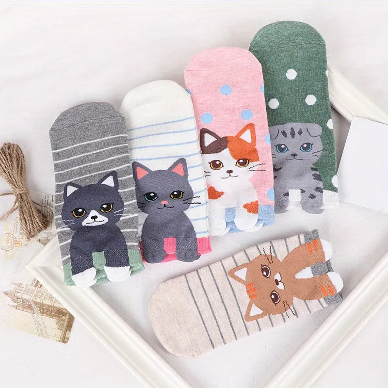 Cute Cartoon Cat Ankle Socks for Girls Teens  SpringSummer Essential