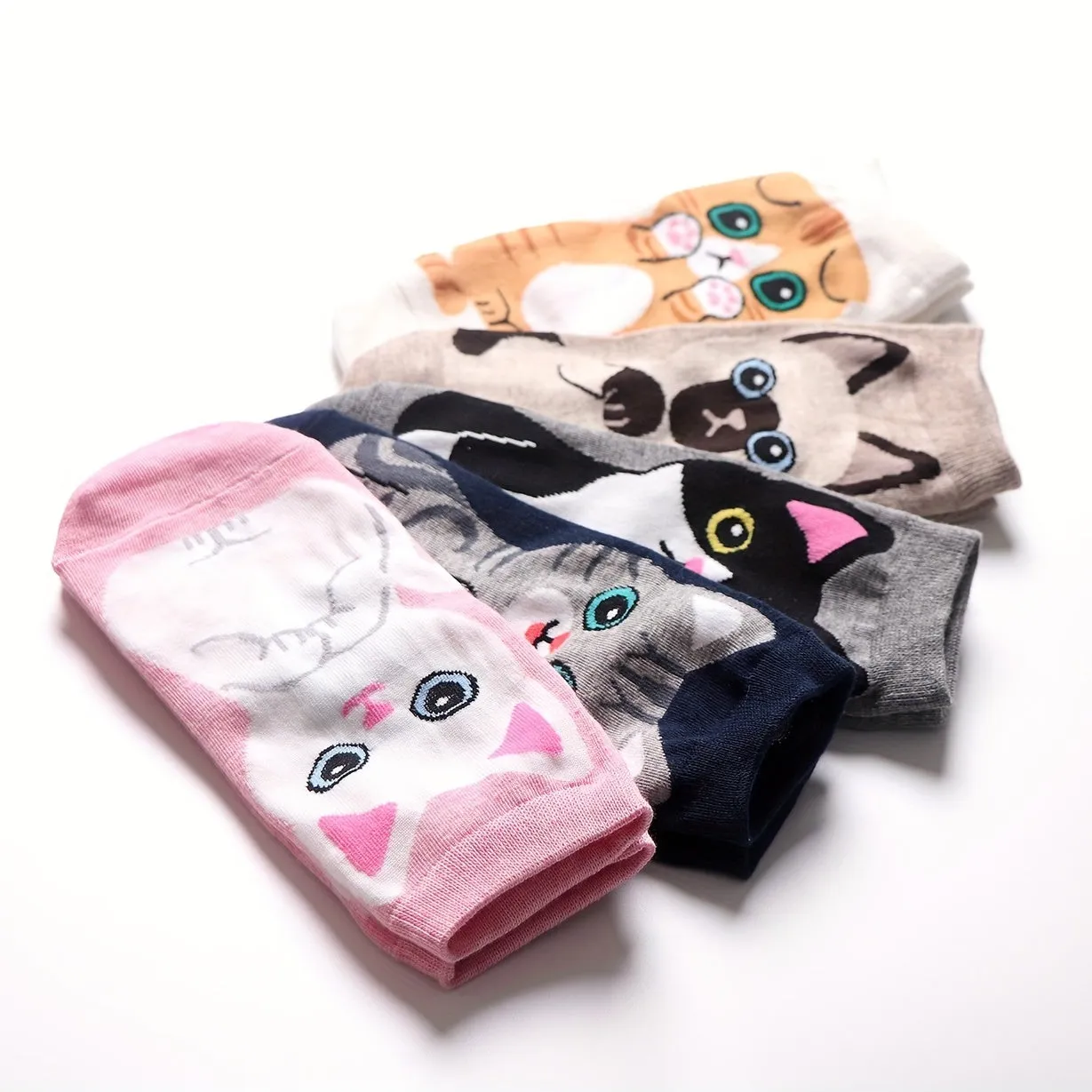 Cute Cartoon Cat Ankle Socks for Girls Teens  SpringSummer Essential