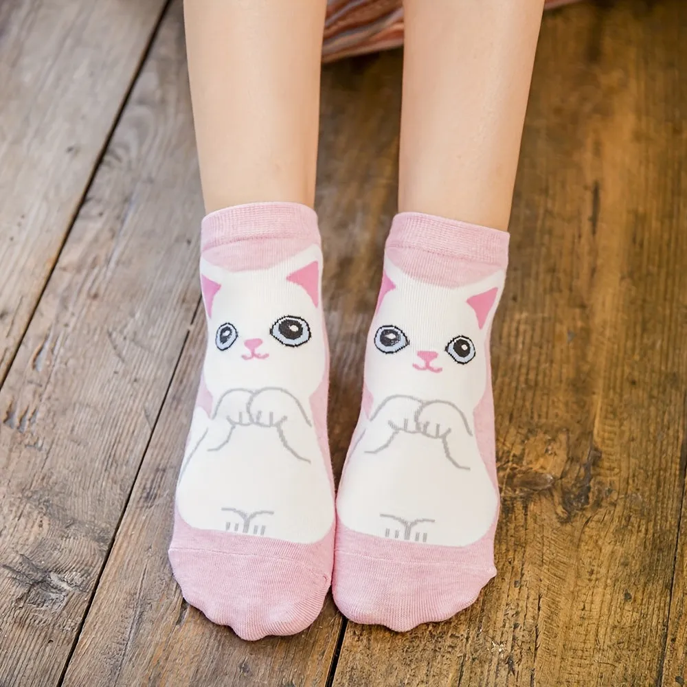 Cute Cartoon Cat Ankle Socks for Girls Teens  SpringSummer Essential
