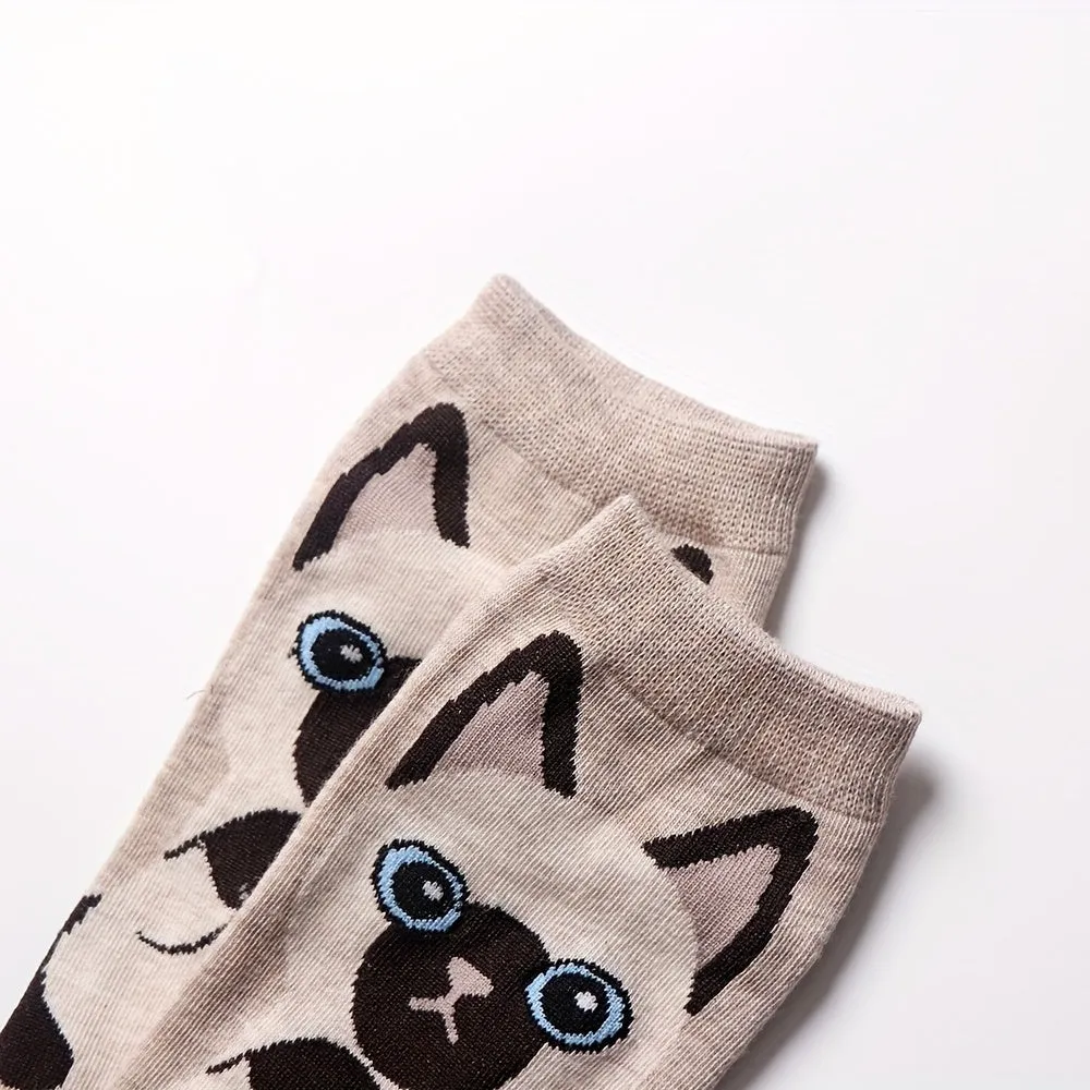 Cute Cartoon Cat Ankle Socks for Girls Teens  SpringSummer Essential