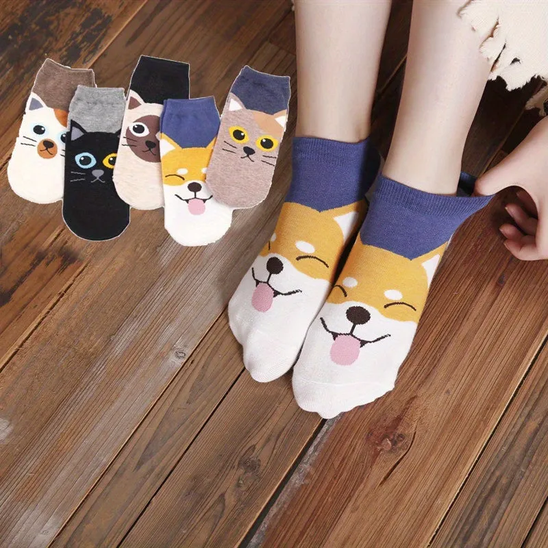 Cute Cartoon Cat Ankle Socks for Girls Teens  SpringSummer Essential