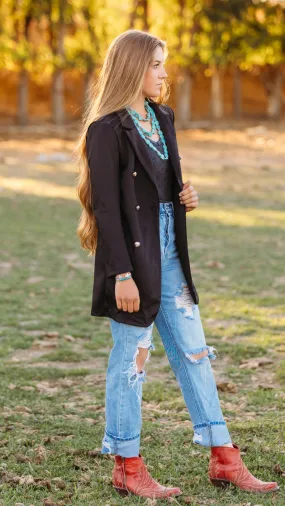 Double Buttoned Midi Blazer
