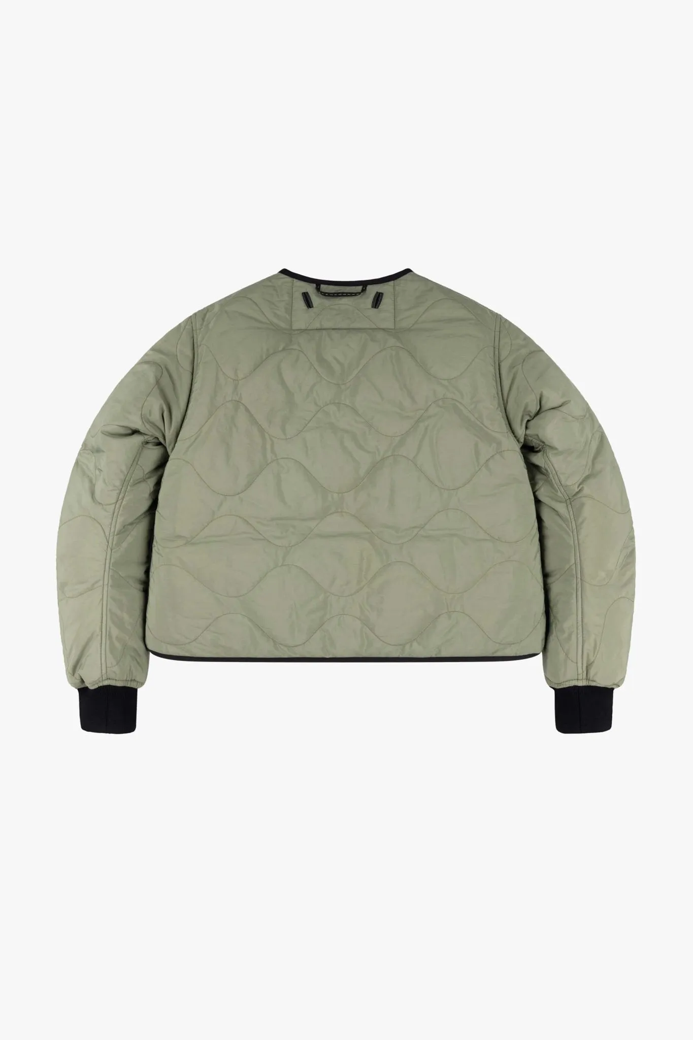 Down Cropped Aviator Jacket - Black / Eucalyptus