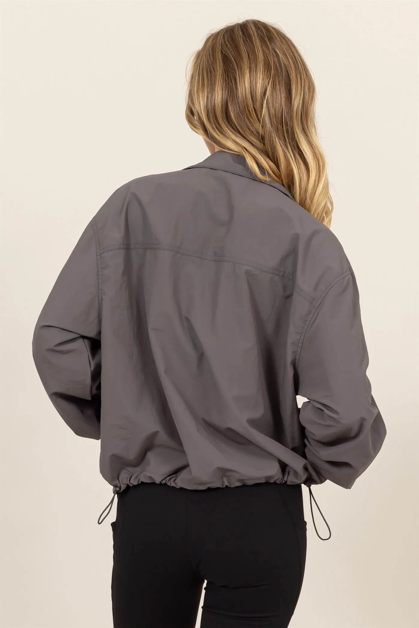 DZ24E606-Cropped Hooded Windbreaker