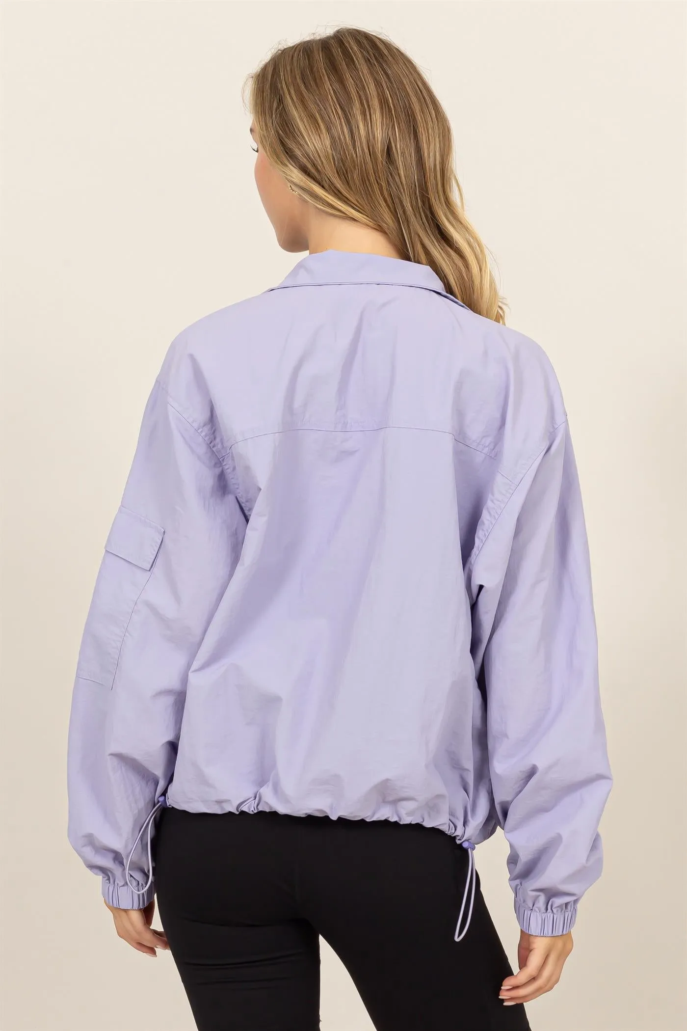 DZ24E606-Cropped Hooded Windbreaker