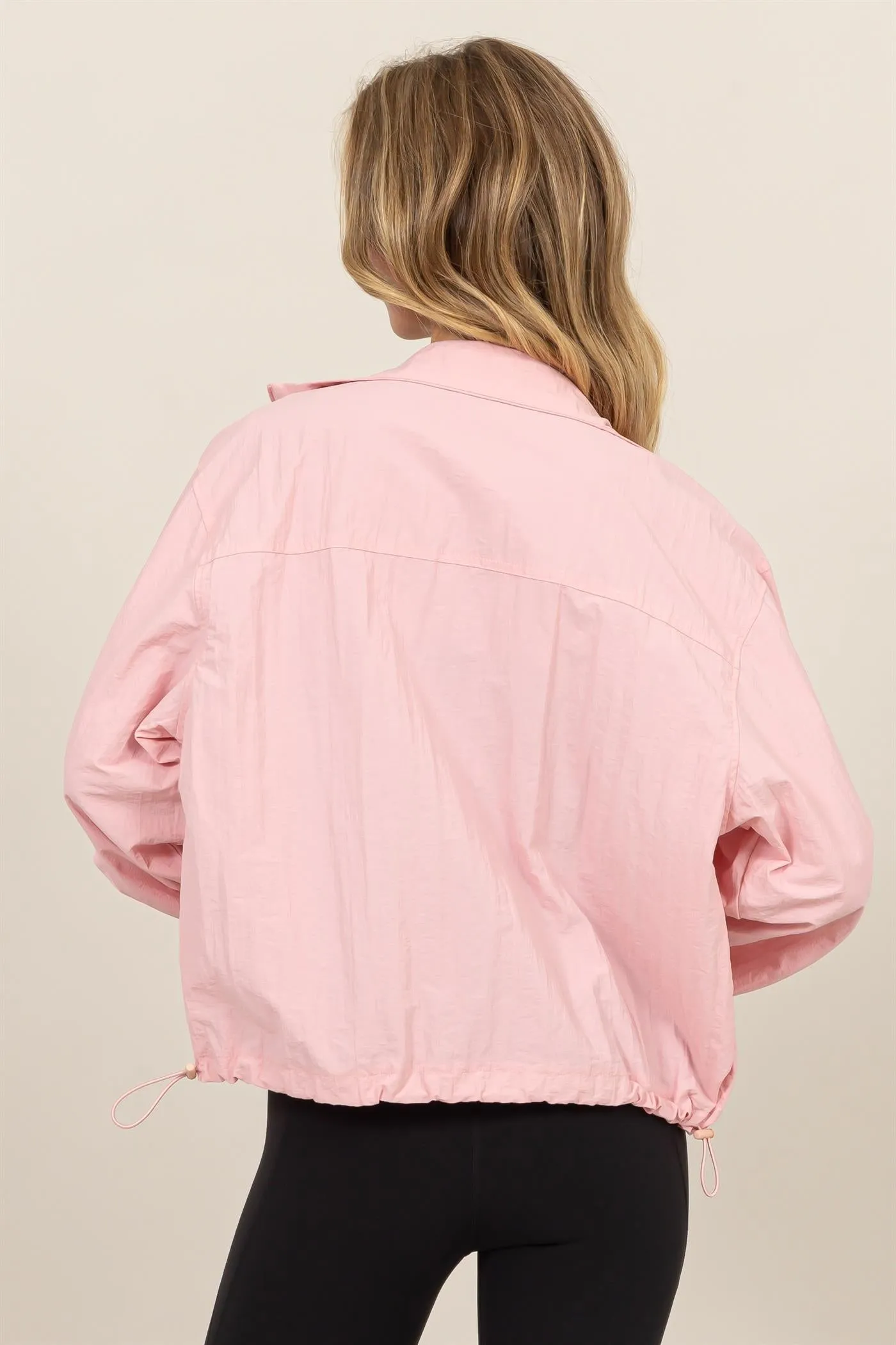 DZ24E606-Cropped Hooded Windbreaker