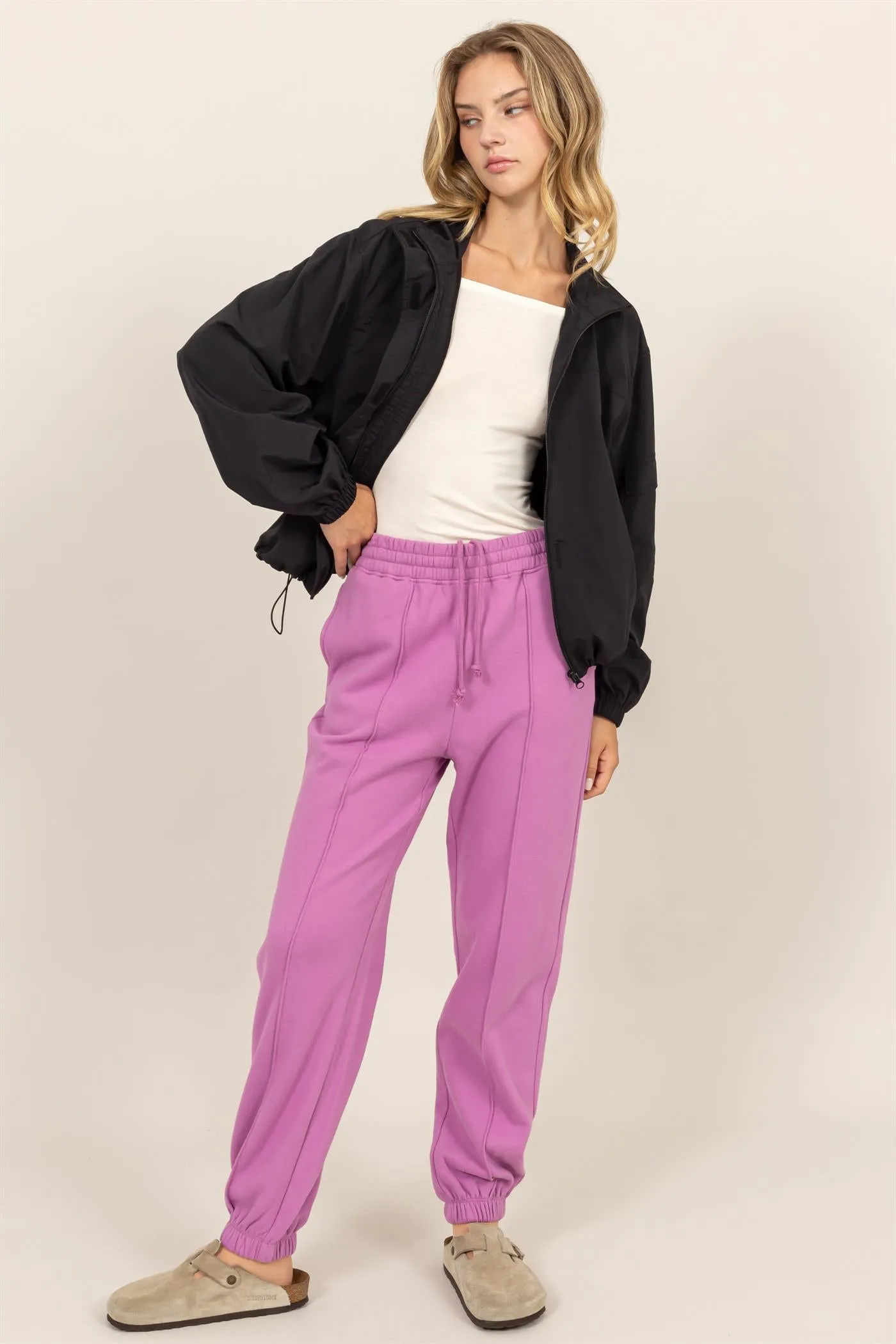DZ24E606-Cropped Hooded Windbreaker