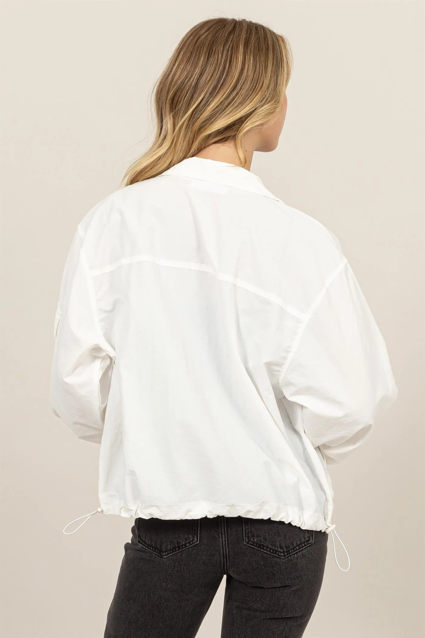 DZ24E606-Cropped Hooded Windbreaker