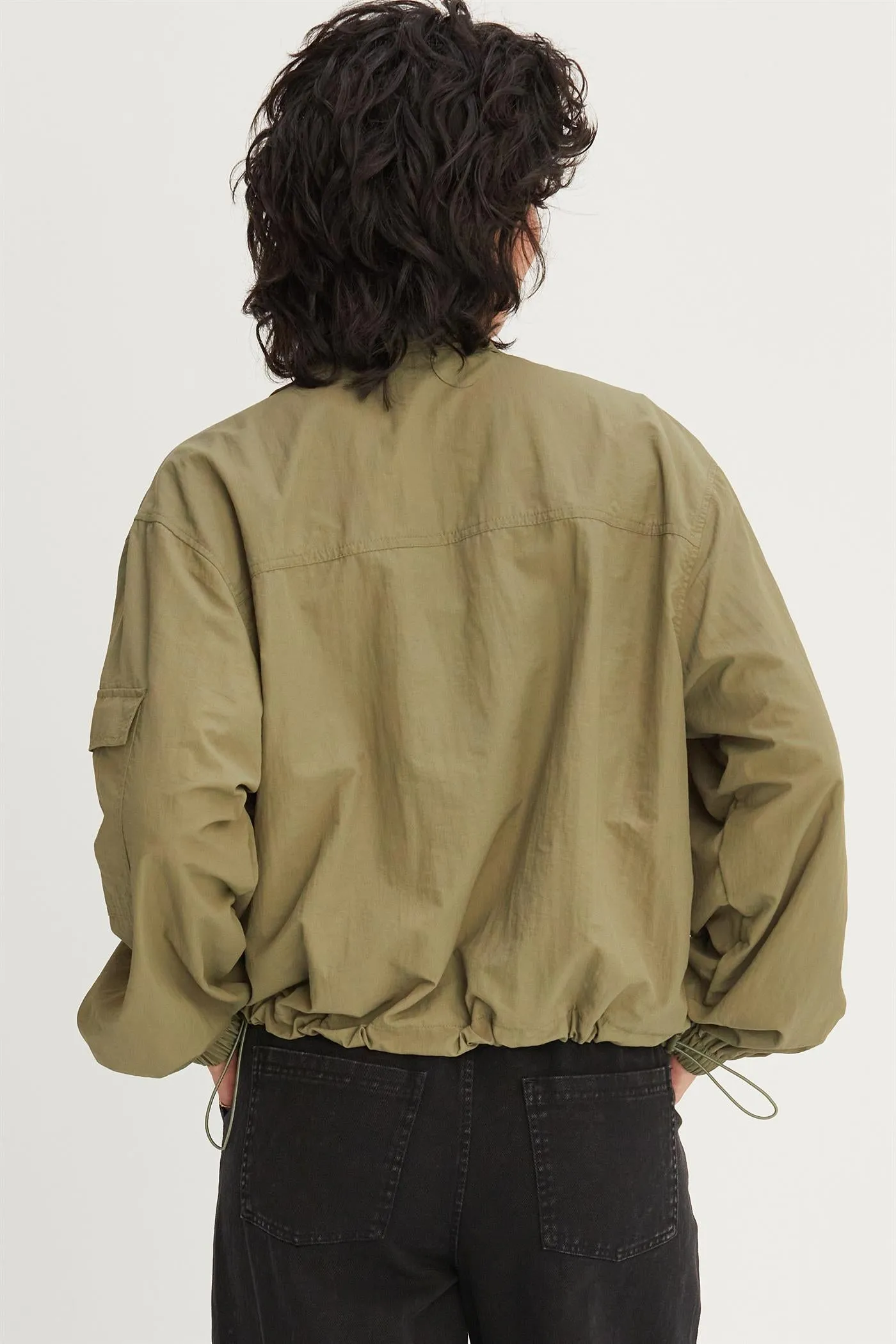 DZ24E606-Cropped Hooded Windbreaker