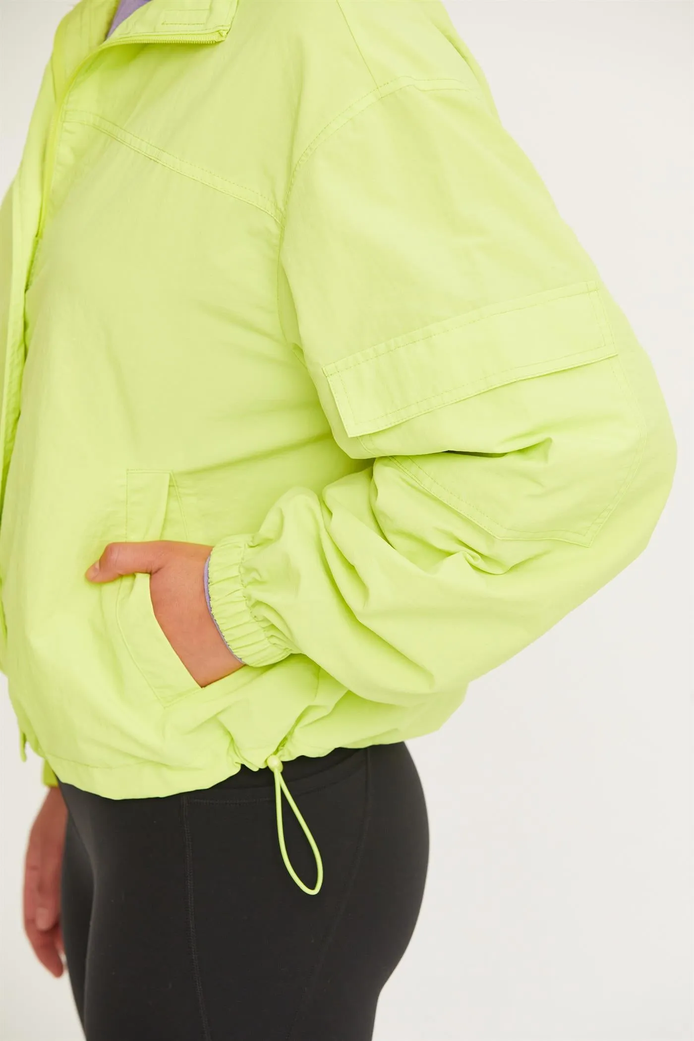 DZ24E606-Cropped Hooded Windbreaker