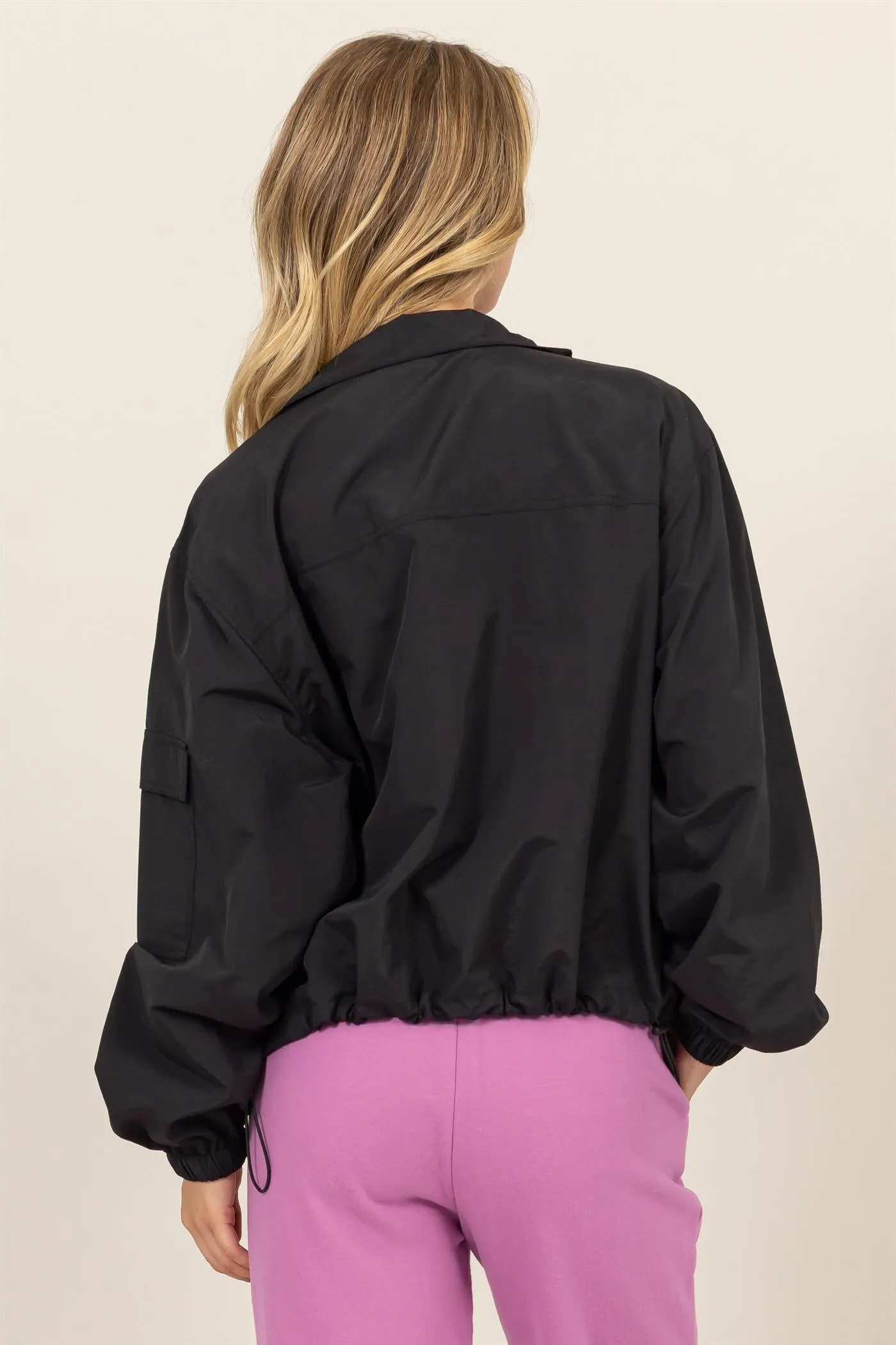 DZ24E606-Cropped Hooded Windbreaker