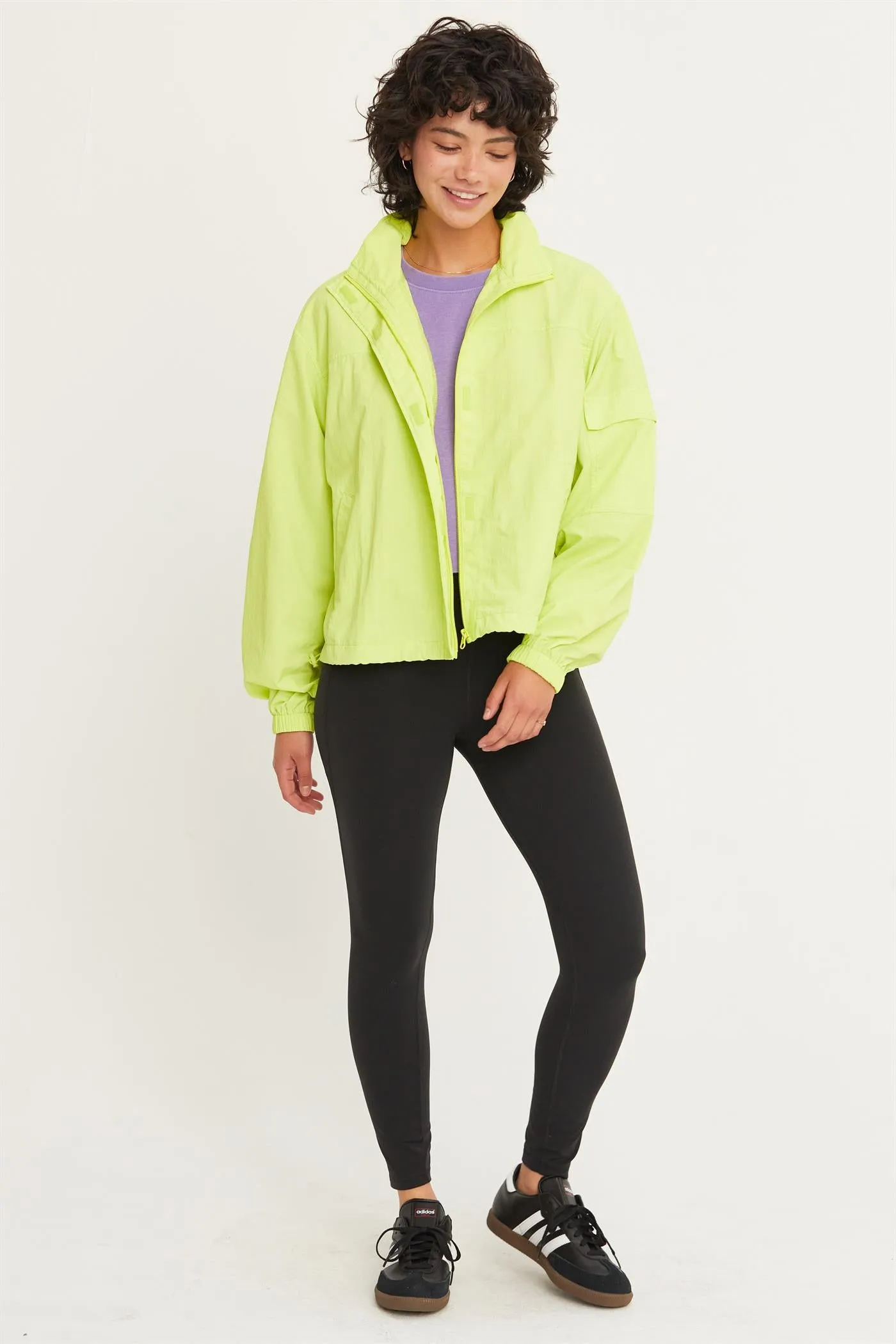 DZ24E606-Cropped Hooded Windbreaker