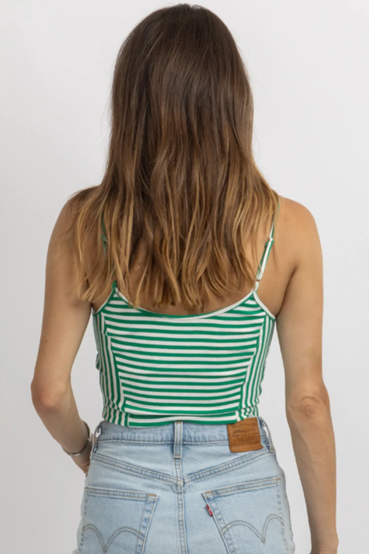 ELANA GREEN STRIPE TANK