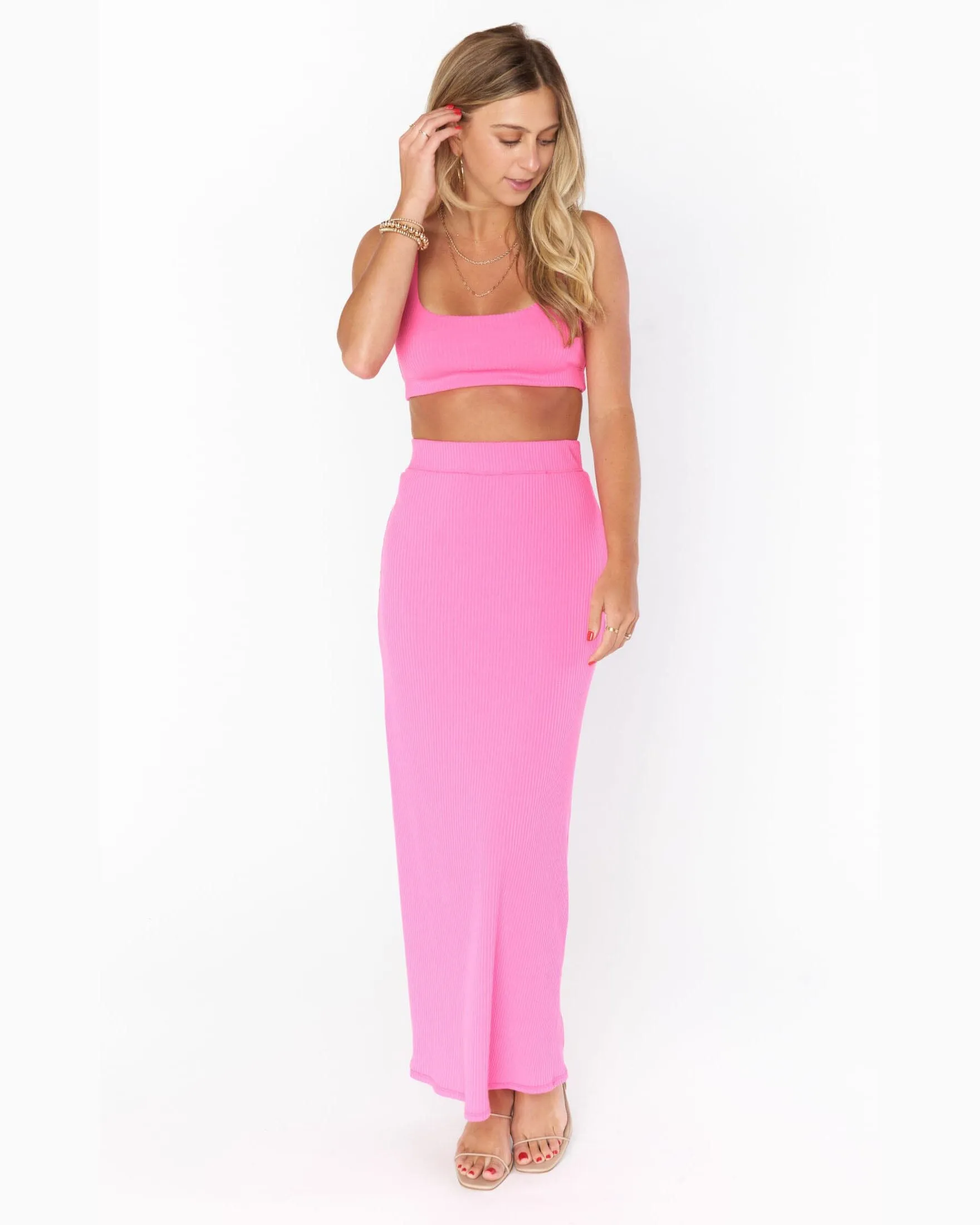 Elle Skirt | Hot Pink Rib Knit