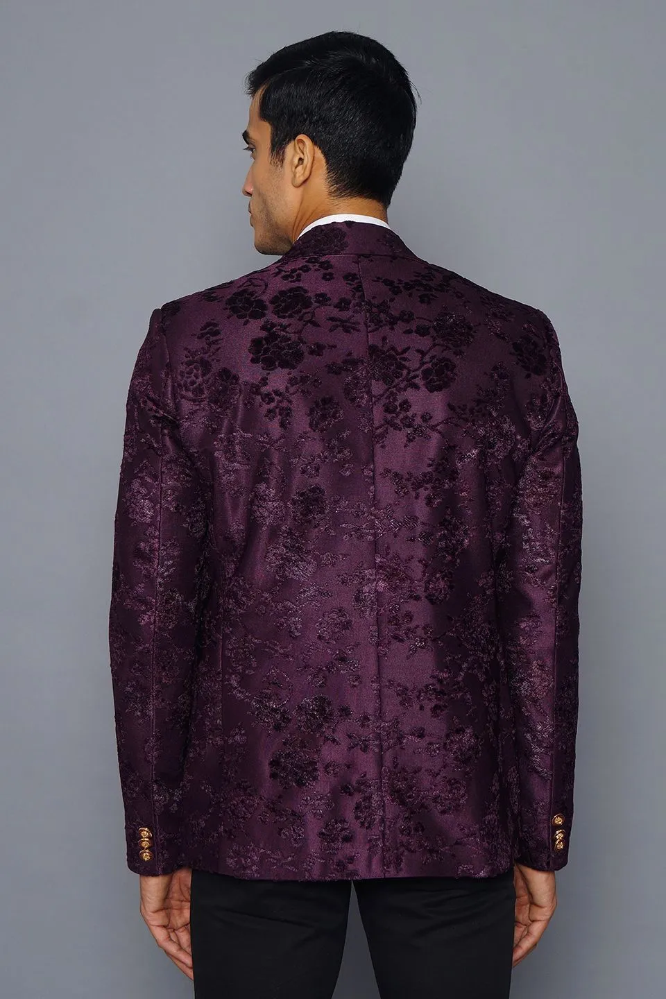 Emroidered Velvet Purple Blazer