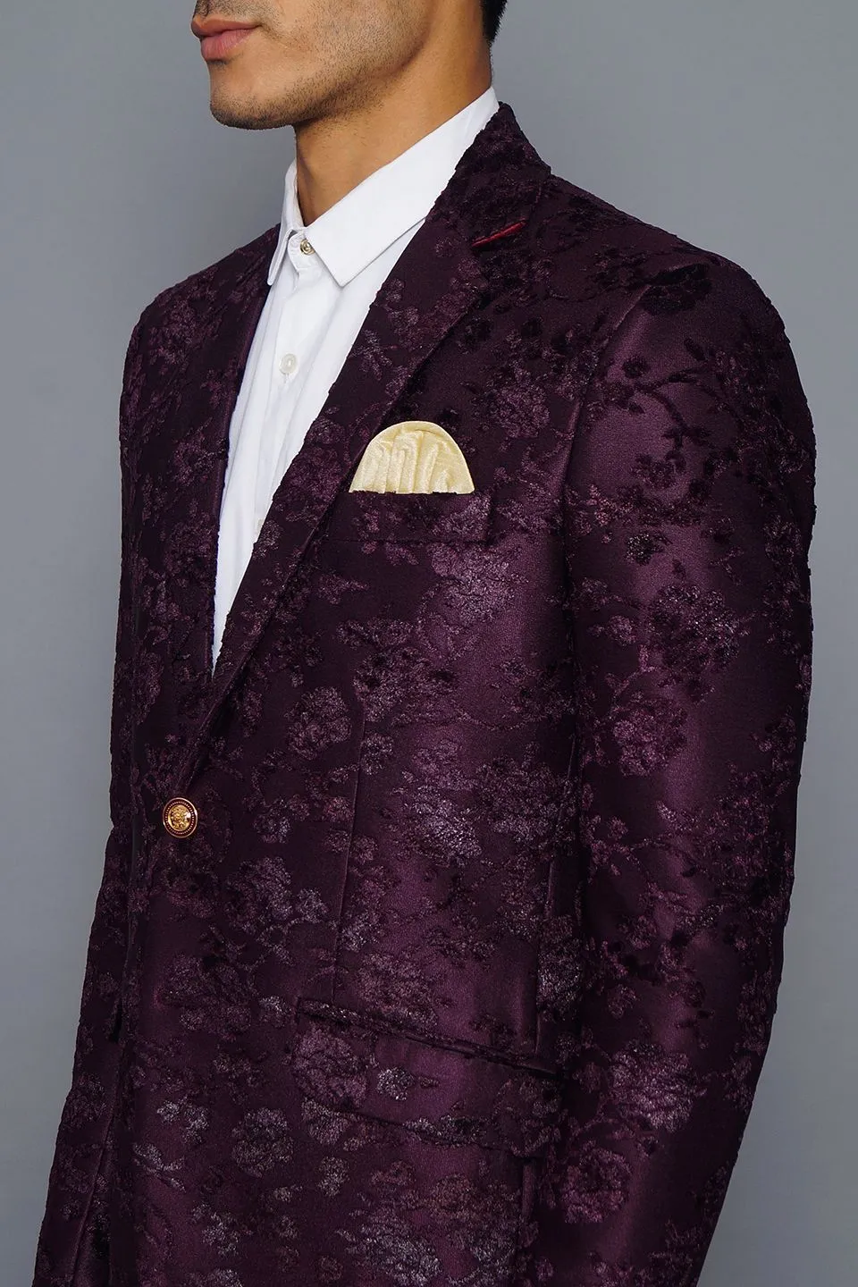 Emroidered Velvet Purple Blazer