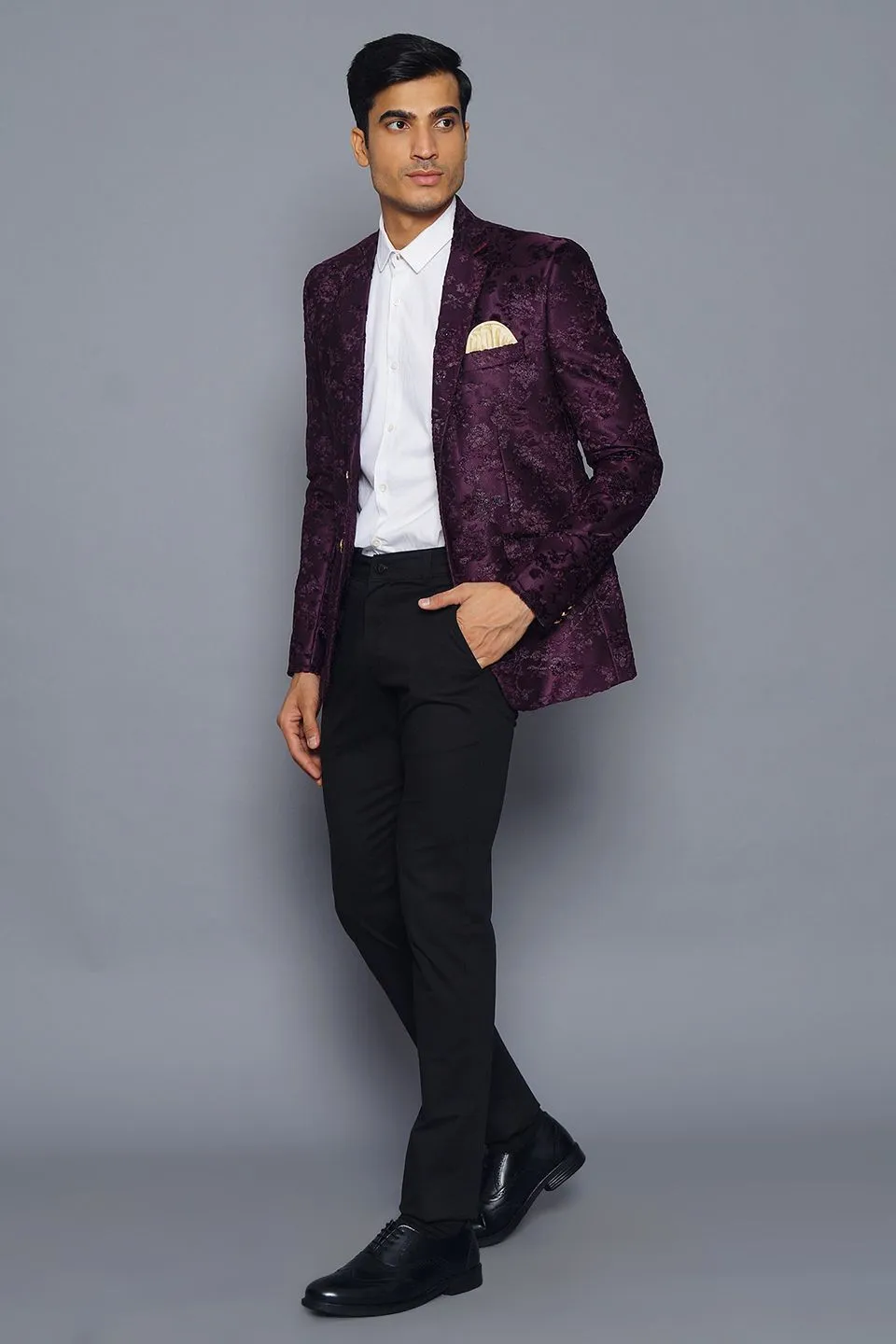 Emroidered Velvet Purple Blazer