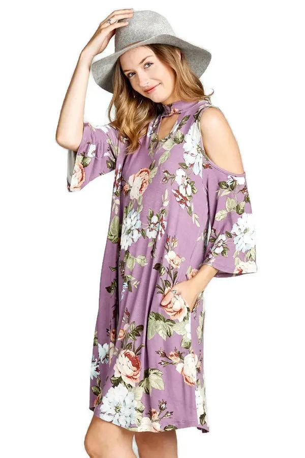 Floral Vibes Choker Swing Dress, Orchid