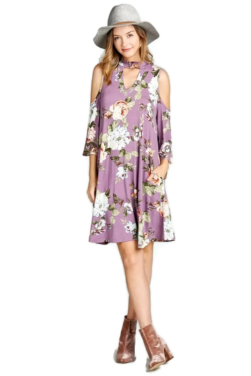Floral Vibes Choker Swing Dress, Orchid